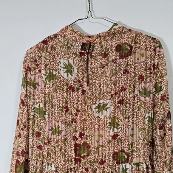 Vero Moda chiffon high neck long sleeves floral dress  color rust,burgundy - Picture 5 of 8